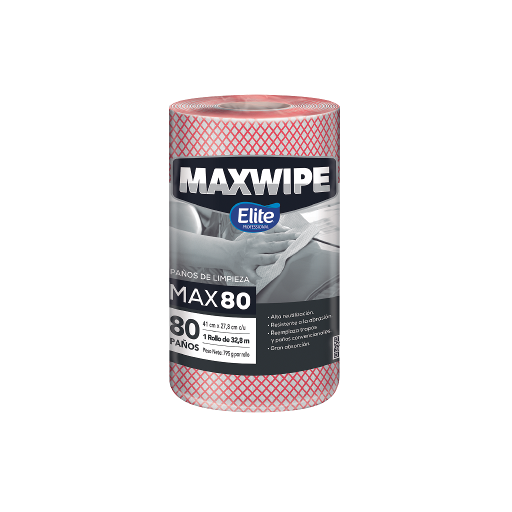 Paño de limpieza MAX80 / Formato Rollo / Rojo