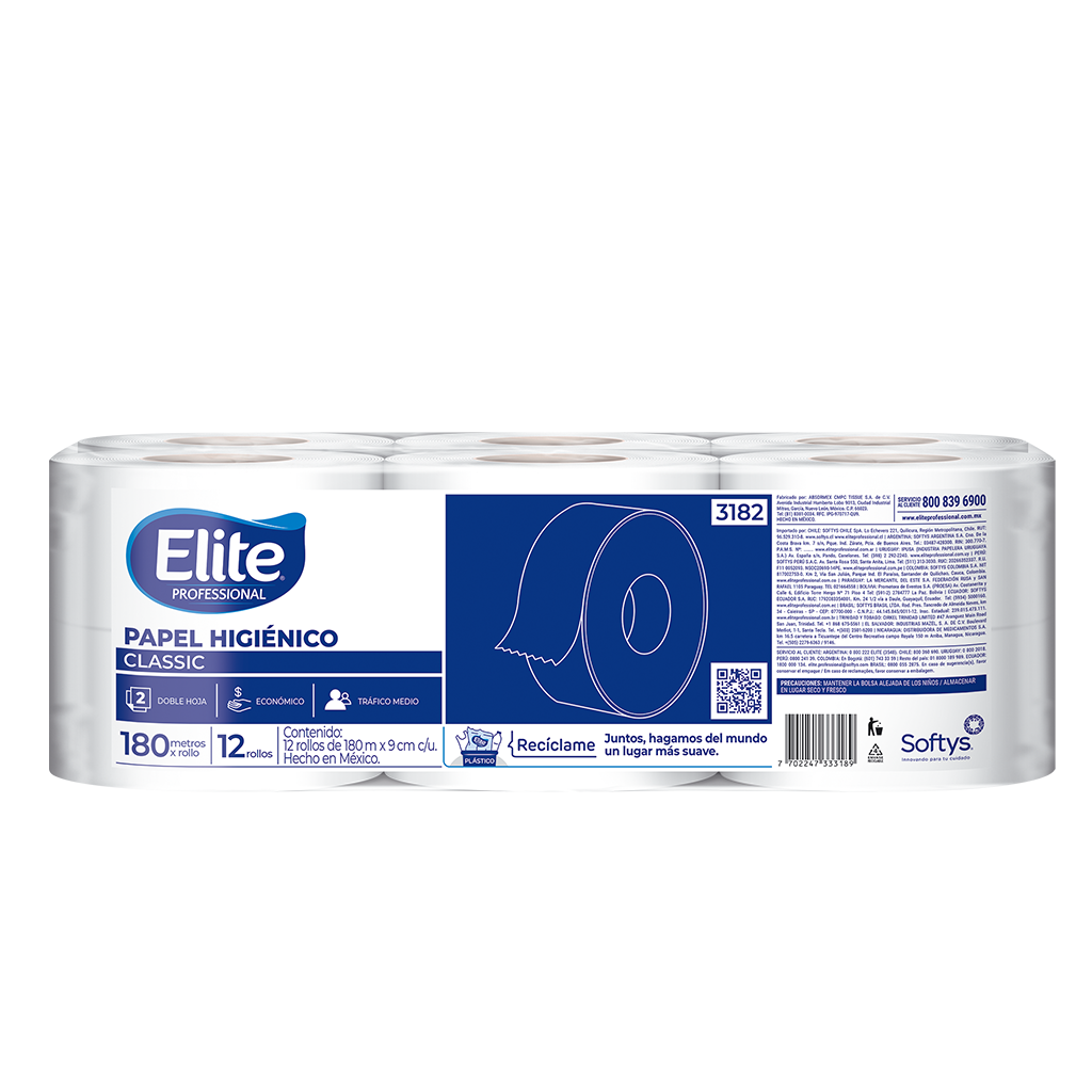 Papel Higiénico Classic Doble Hoja 180 mts